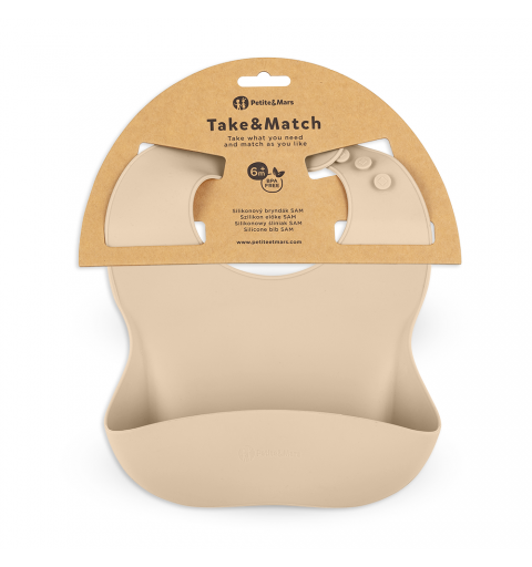 Petite& Mars Take&Match - śliniak silikonowy 6m+ | Desert Sand